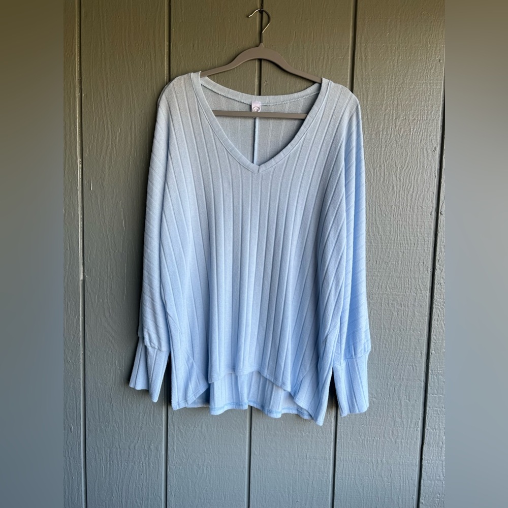 CY V-Neck Blue Lightweight Summer Vacation Sweater